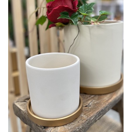 Cache pot céramique blanc 14 cm| Accessoires fleuristes | Grossiste Fleuristes