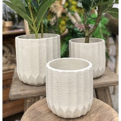 Cache pot blanc effet Sablé | Artiflor | Grossiste Fleuristes