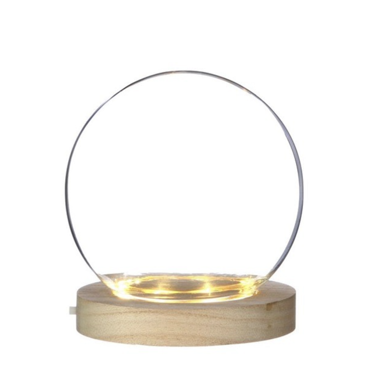 Cloche en Verre avec Socle Bois 10 cm | Grossiste Fleuriste | Artiflor