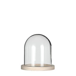 Cloche en Verre avec Socle Bois 13 cm | Grossiste fleuriste | Artiflor