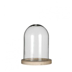 Cloche sur plateau bois ø12,5 cm H16cm