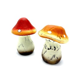 Champignon céramique orange 12x12xH15,5cm