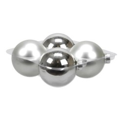 Lot de boules de Noël 4 pièces en nacré et argent 100 mm