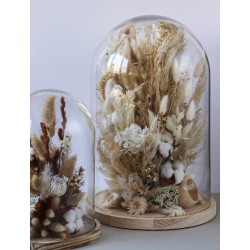 Cloche en Verre avec Socle Bois 39 cm | Grossiste Fleuristes | Artiflor