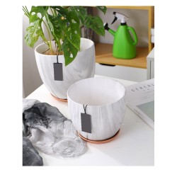 Cache Pot arrondi Marbre Blanc | Artiflor | Grossiste Fleuriste