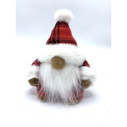 Père Noel écossais Figurine Rouge et Blanc  H17cm