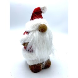 Père Noel écossais Figurine Rouge et Blanc H24cm