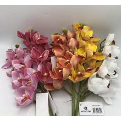 Orchidée Cymbidium Léanne Orange Artificielle H 70cm