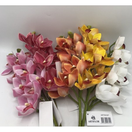 Orchidée Cymbidium Léanne Rose Artificielle H 70cm