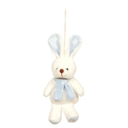 Lapin déco peluche à suspendre Bleu H12cm